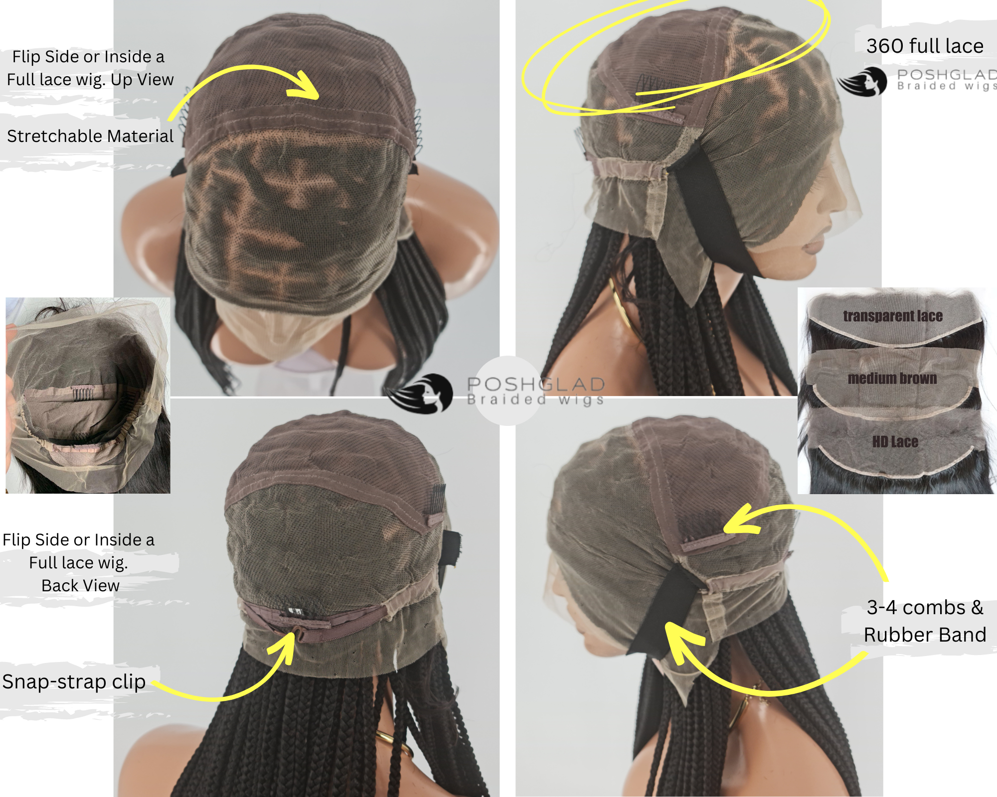 Shade Knotless Braid Wig, Swiss Full Lace, Color 1B, Glueless - Solange