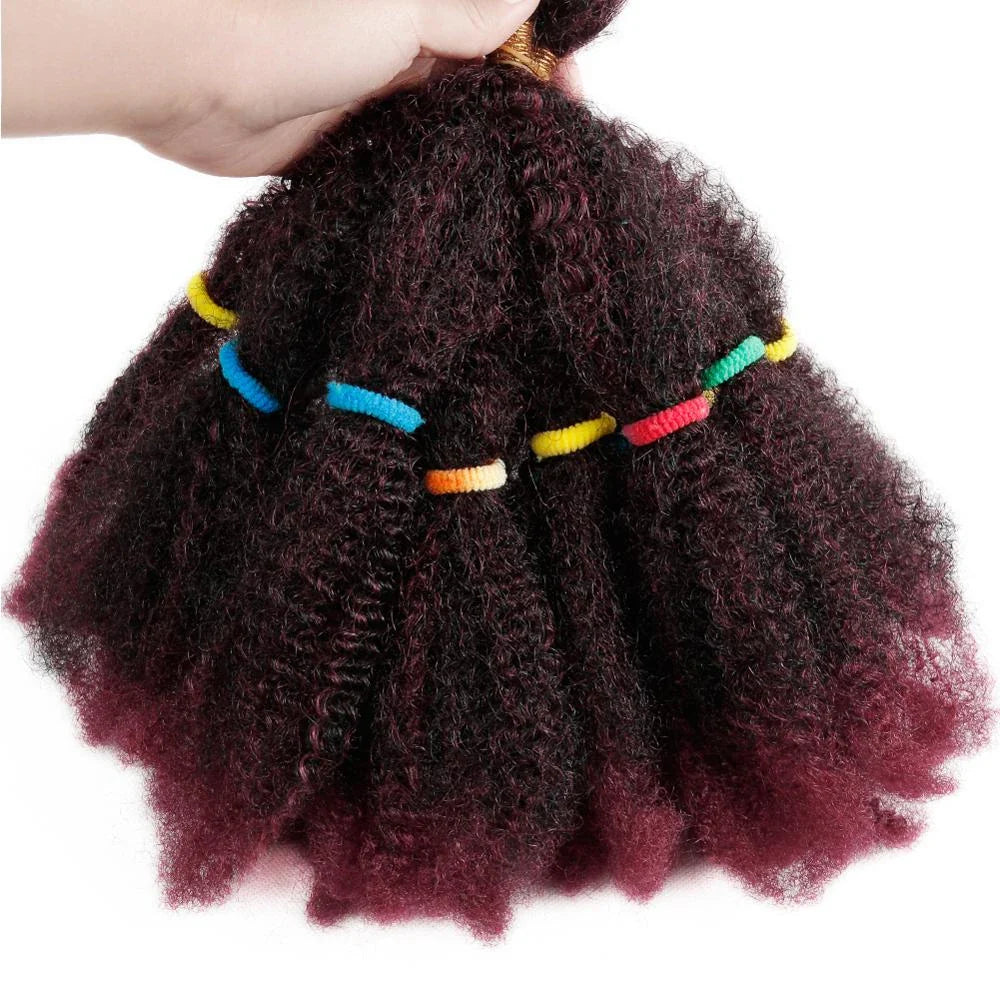 12" Frosted Afro Kinky Bulk Synthetic Hair for Crochet Braids | Short Curly Hair Extensions